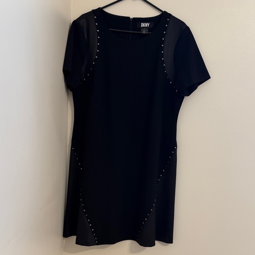 DKNY Black Mini Dress with Stud Accents